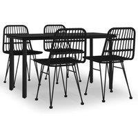 Berkfield Home 5 Piece Garden Dining Set Black Poly Rattan