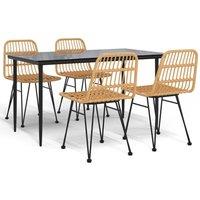 Berkfield Home 5 Piece Garden Dining Set Poly Rattan in Tan