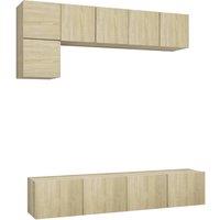 Berkfield Home 5 Piece TV Cabinet Set Sonoma Oak Engineered Wood in Light Tan