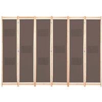 Berkfield Home 6-Panel Room Divider Brown 240x170x4 cm Fabric | Size: 240 x 170 x 4 cm