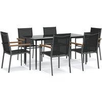 Berkfield Home 7 Piece Garden Dining Set Black Textilene & Steel
