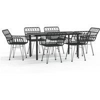 Berkfield Home 7 Piece Garden Dining Set Black Poly Rattan