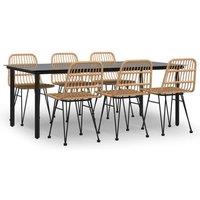 Berkfield Home 7 Piece Garden Dining Set Poly Rattan in Light Tan