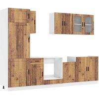 Berkfield Home 8 Piece Kitchen Cabinet Set Kalmar Old Wood Engineered Wood in Brown