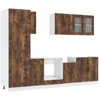Berkfield Home 8 Piece Kitchen Cabinet Set Kalmar Smoked Oak Engineered Wood in Brown