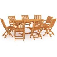 Berkfield Home 9 Piece Garden Dining Set Solid Teak Wood in Brown