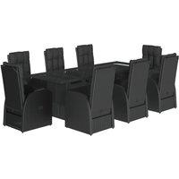 Berkfield Home 9 Piece Garden Dining Set with Cushions Black Poly Rattan