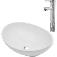 Berkfield Home Bathroom Basin with Mixer Tap Ceramic Oval White