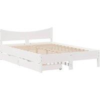 Berkfield Home Bed Frame with Drawers White 120x200 cm Solid Wood Pine | Size: Small Double