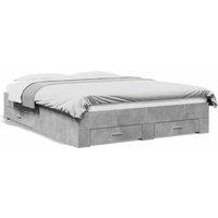Berkfield Home Bed Frame w/Drawers Frame Concrete Grey 150x200 cm King Size