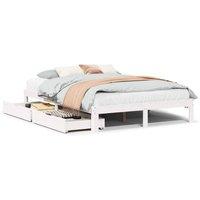 Berkfield Home Bed Frame with Drawers without Mattress White 120x200 cm | Size: Small Double