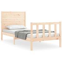 Berkfield Home Bed Frame with Headboard 90x200 cm Solid Wood in Light Brown