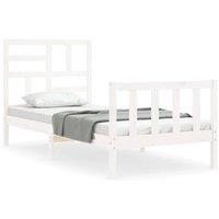 Berkfield Home Bed Frame with Headboard White 100x200 cm Solid Wood