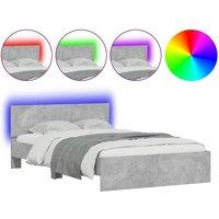 Berkfield Home Bed Frame with Headboard & LED Concrete Grey 120x200 cm | Size: Small Double