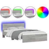 Berkfield Home Bed Frame with Headboard & LED Grey Sonoma 120x200 cm | Size: Small Double