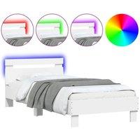 Berkfield Home Bed Frame with Headboard & LED Lights White 90x190 cm Single