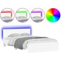 Berkfield Home Bed Frame with Headboard & LED White 120x200 cm | Size: Small Double