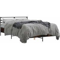 Berkfield Home Bed Frame without Mattress Smoked Oak 120x200 cm in Brown | Size: Small Double