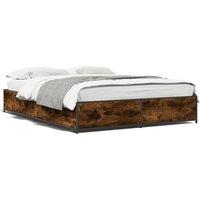 Berkfield Home Bed Frame without Mattress Smoked Oak 135x190 cm Double in Brown