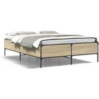 Berkfield Home Bed Frame without Mattress Sonoma Oak 120x200 cm in Light Oak | Size: Small Double