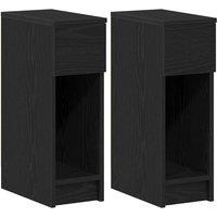 Berkfield Home Bedside Cabinets with Drawer 2 pcs Black Oak 20x36x60 cm | Size: 20 x 36 x 60 cm