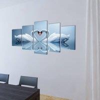 Berkfield Home Canvas Wall Print Set Swan 200 x 100 cm
