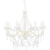 Berkfield Home Chandelier with Beads White 8 x E14 Bulbs