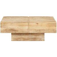 Berkfield Home Coffee Table 80x80x28 cm Solid Mango Wood in Light Tan | Size: 80 x 80 x 28 cm