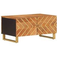 Berkfield Home Coffee Table Brown & Black 80x50x40 cm Solid Wood Mango | Size: 80 x 50 x 40 cm