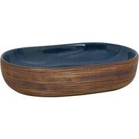 Berkfield Home Countertop Basin Brown & Blue Oval 59x40x14 cm Ceramic | Size: 59 x 40 x 14 cm