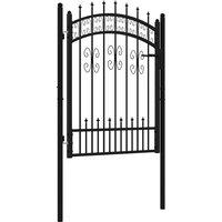 Berkfield Home Fence Gate with Spear Top Black 103x175 cm Powder-coated Steel