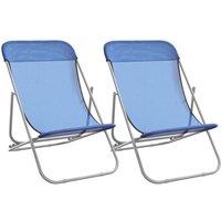 Berkfield Home Folding Beach Chairs 2 pcs Blue Textilene&Powder-coated Steel