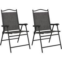 Berkfield Home Folding Garden Chairs 2 pcs Melange Grey Steel & Textilene