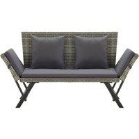 Berkfield Home Garden Bench with Cushions Grey 176 cm Poly Rattan