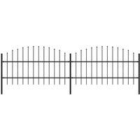 Berkfield Home Garden Fence with Spear Top Steel (0.75-1)x3.4 m Black