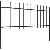 Berkfield Home Garden Fence with Spear Top Steel 10.2x0.8 m Black