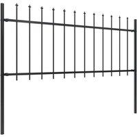 Berkfield Home Garden Fence with Spear Top Steel 15.3x0.8 m Black