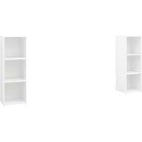 Berkfield Home TV Cabinets 2 pcs White 107x35x37 cm Engineered Wood | Size: 107 x 35 x 37 cm