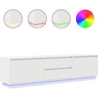Berkfield Home TV Cabinet with LED Lights White 193.5x41x50 cm