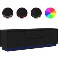 Berkfield Home TV Cabinet with LED Lights Black Oak 160.5x41x50 cm