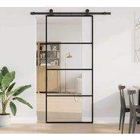 Berkfield Home Sliding Door with Hardware Set 90x205 cm ESG Glass&Aluminium in Black