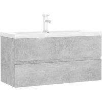 Berkfield Home Sink Cabinet with Built-in Basin Concrete Grey Engineered Wood