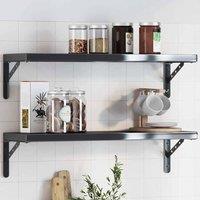 Berkfield Home Shelf Brackets 4 pcs 23.5x2.5x15.5 cm Black Stainless Steel