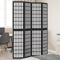 Berkfield Home Room Divider 4 Panels Black Solid Wood Paulownia