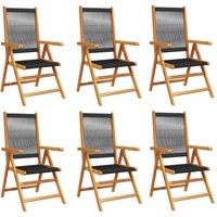 Berkfield Home Reclining Garden Chairs 6 pcs Black Solid Wood Acacia