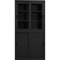Berkfield Home Office Cabinet with Sliding Door Anthracite 90x40x180 cm Steel in Black | Size: 90 x 40 x 180 cm