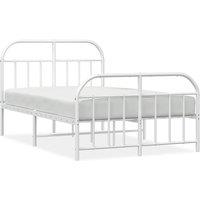 Berkfield Home Metal Bed Frame with Headboard & Footboard White 120x200 cm | Size: Small Double