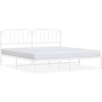 Berkfield Home Metal Bed Frame with Headboard White 193x203 cm