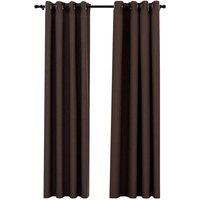 Berkfield Home Linen-Look Blackout Curtains with Grommets 2pcs Taupe 140x225cm | Size: 140x225 cm