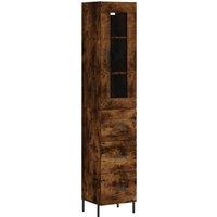 Berkfield Home Highboard Smoked Oak 34.5x34x180 cm Engineered Wood in Brown